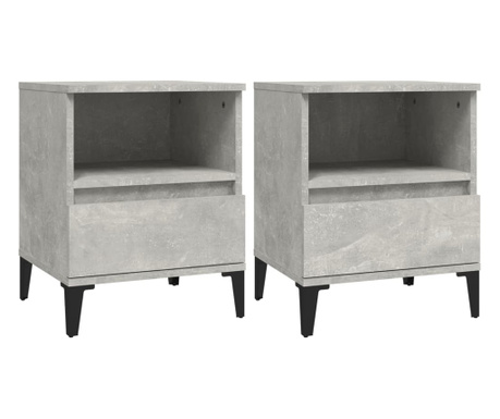 Нощни шкафчета, 2 бр, бетонно сиво, 40x35x50 см