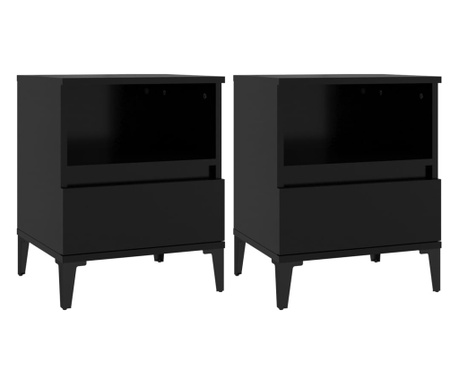Нощни шкафчета, 2 бр, черен, 40x35x50 см