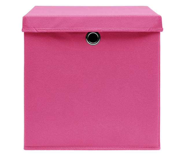 Kutije za pohranu s poklopcima 10 kom 28 x 28 x 28 cm ružičaste