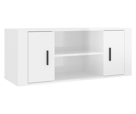 fehér magasfényű szerelt fa TV-szekrény 100x35x40 cm