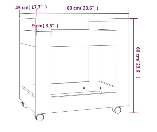 Kolica za radni stol 60 x 45 x 60 cm od konstruiranog drva