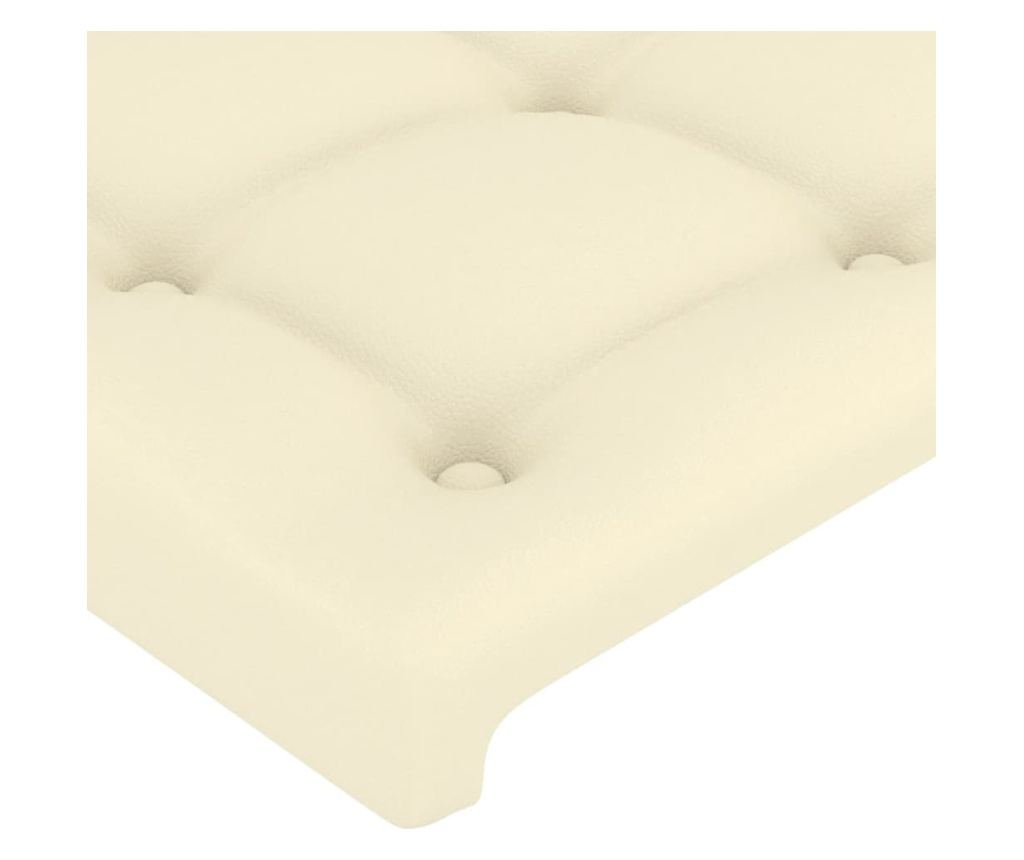 LED Табла за легло, Кремаво, 100x5x118/128 см, Еко кожа - 5