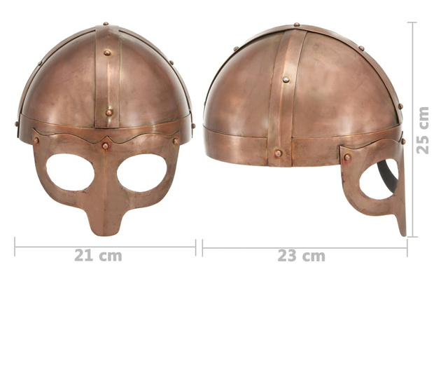 Викингски шлем, антична реплика, ЛАРП, цвят мед, стомана