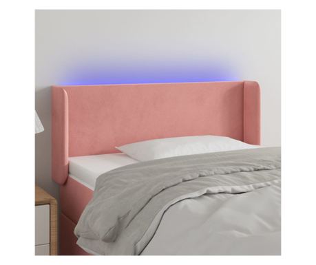 Κεφαλάρι LED, Ροζ, 83x16x78/88 εκ., Βελούδο