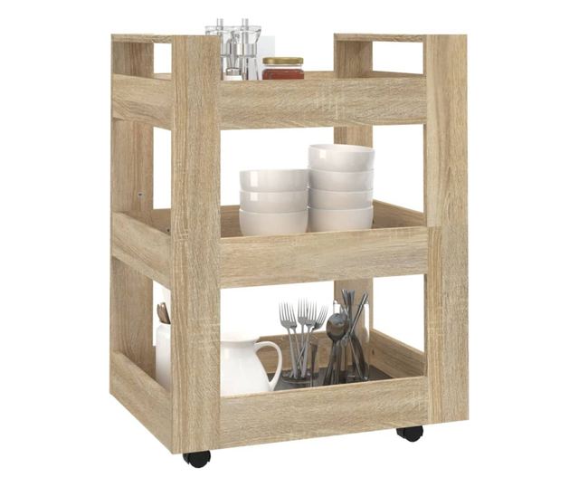 Kuhinjska kolica boja hrasta 60 x 45 x 80 cm konstruirano drvo