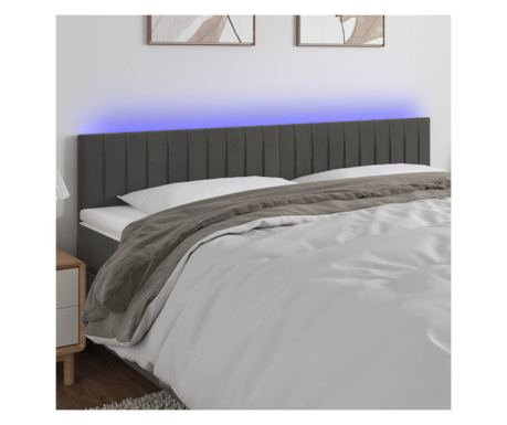 Posteľná doska s LED, tmavošedá, 160x5x78/88 cm, zamat
