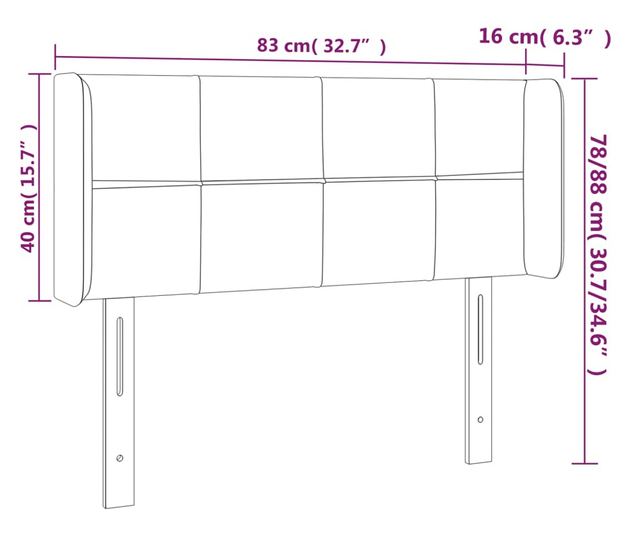 LED Табла за легло, Розово, 83x16x78/88 см, Кадифе