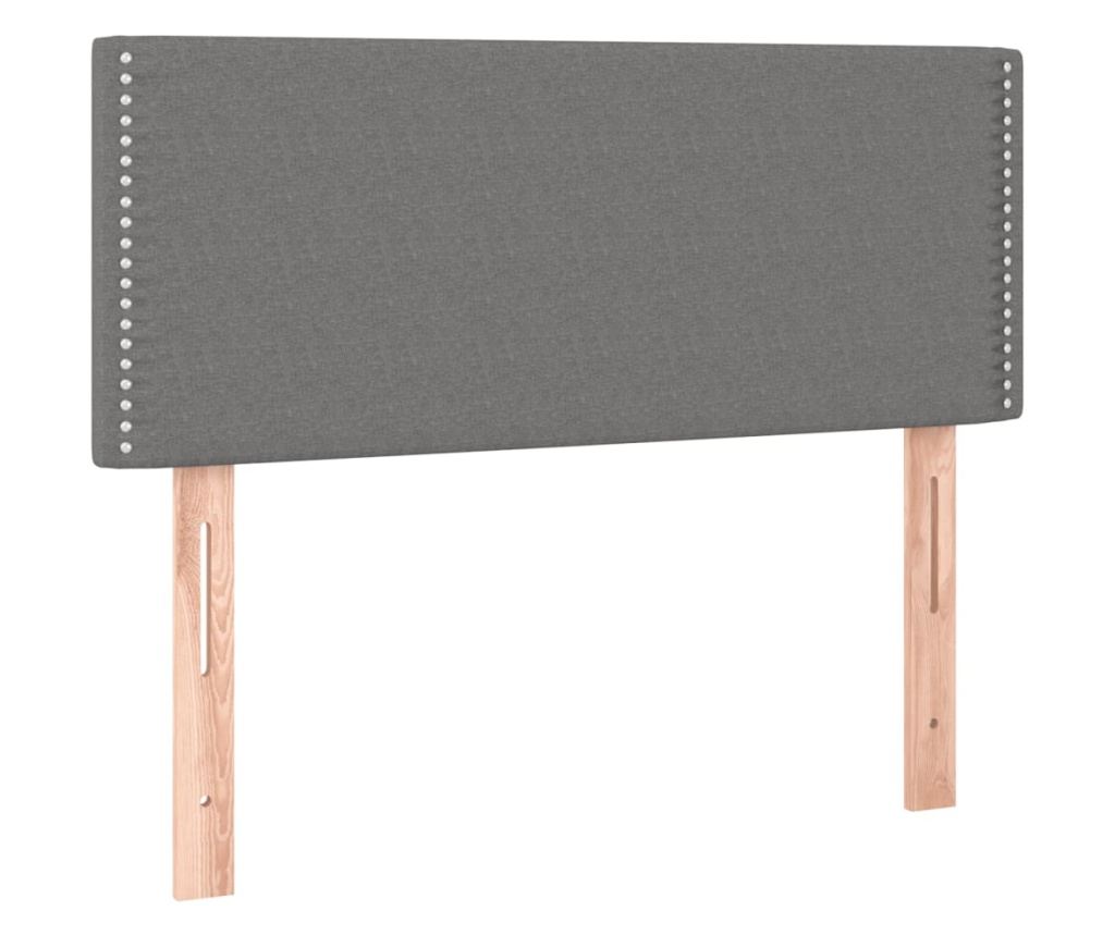 Легло с пружини, матрак и LED осветление, тъмно сиво, 100x200 см, текстил - 7