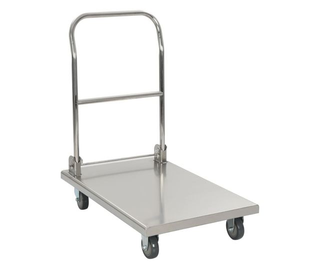 Платформена количка, сребриста, 82x53x86 см, неръждаема стомана