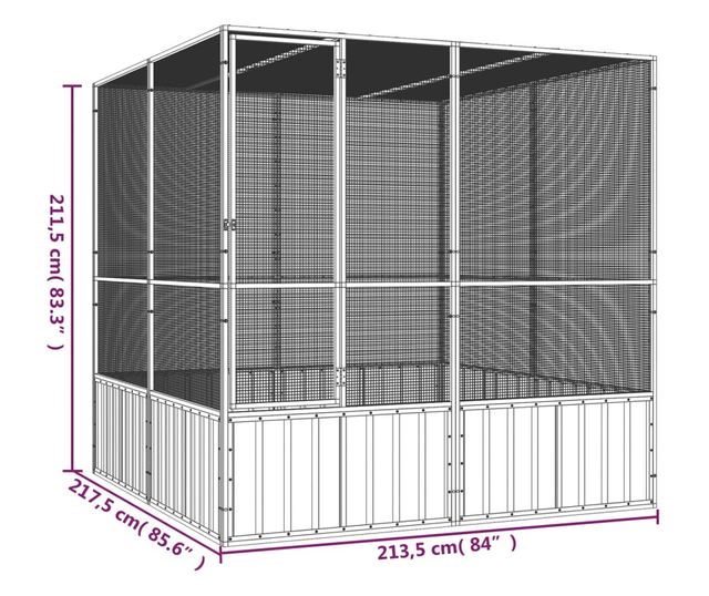 Kavez za ptice sivi 213,5x217,5x211,5 cm od pocinčanog čelika