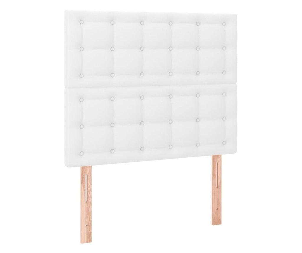 Boxspring krevet s madracem, Bijela, 100x200 cm, Umjetna koža - 6