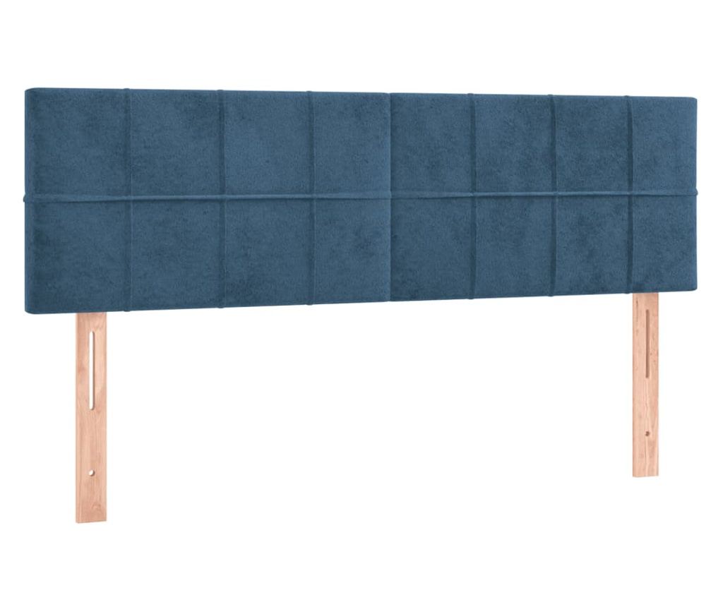 Boxspring postelja z vzmetnico, temno modra, 140x200 cm, žamet - 6