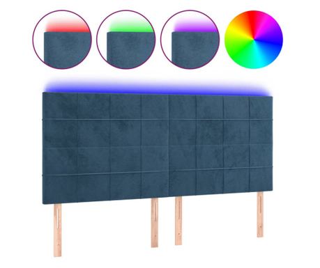 LED posteljno vzglavje temno modro 180x5x118/128 cm žamet 