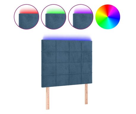 LED posteljno vzglavje temno modro 90x5x118/128 cm žamet 