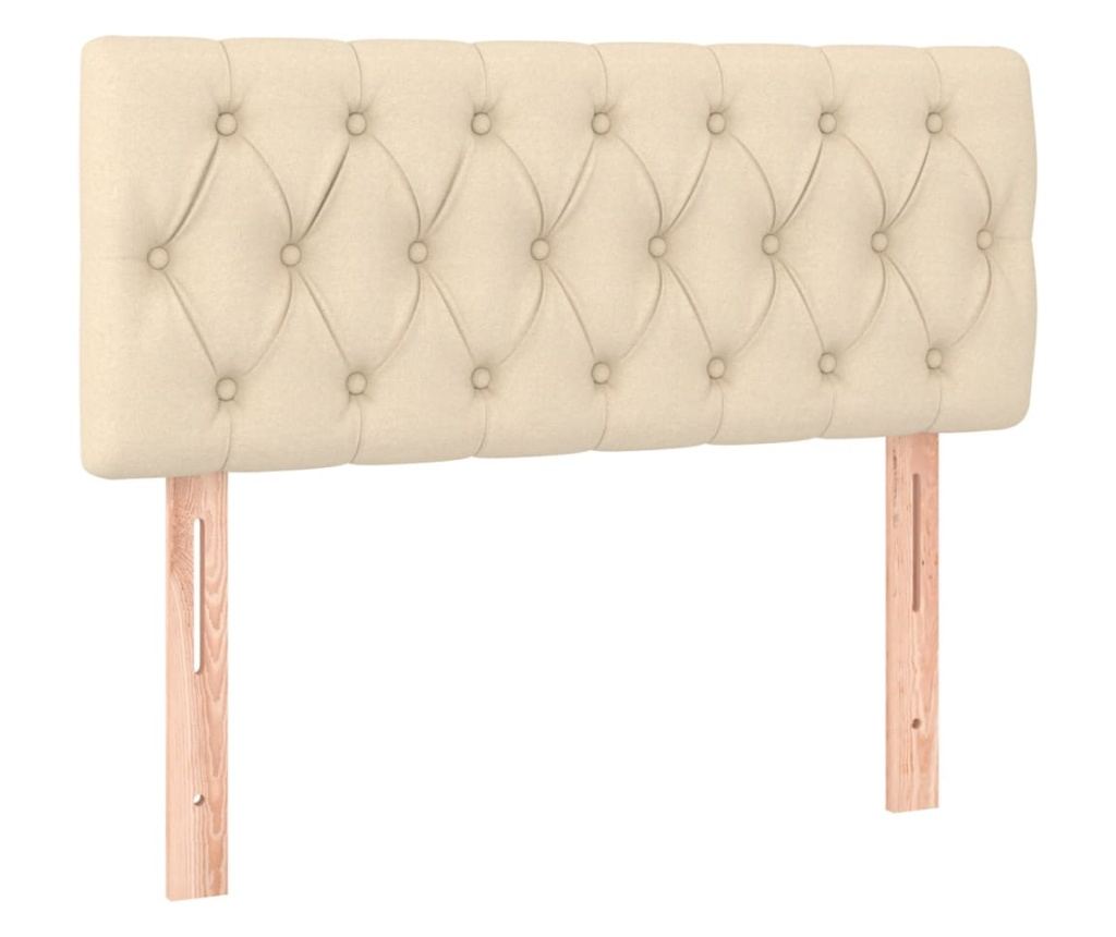 Upholstered Bed with Spring Mattress and LED, Cream, 120x200 cm, Fabric - 7