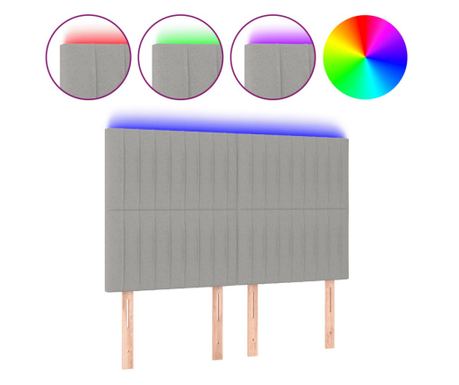 LED posteljno vzglavje svetlo sivo 144x5x118/128 cm blago 