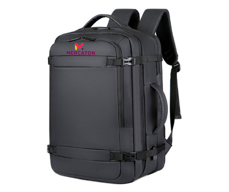 Mercaton bővíthető hátizsák, kompatibilis laptopokkal 17,3"-ig 29L - 39L, USB port, Vízálló, Utazási méret, Lopásgátló, Fekete