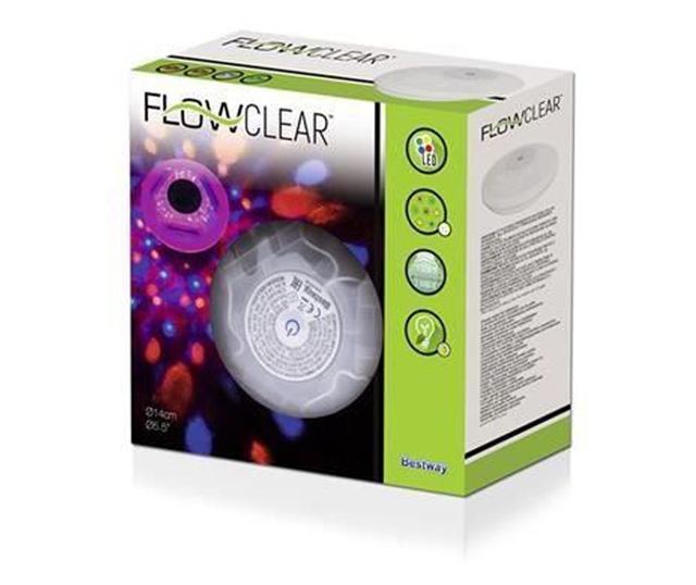 Medencelámpa, lebegő, 4 LED, 7 világítási mód, IP68, 3xAA, 14 cm, Bestway