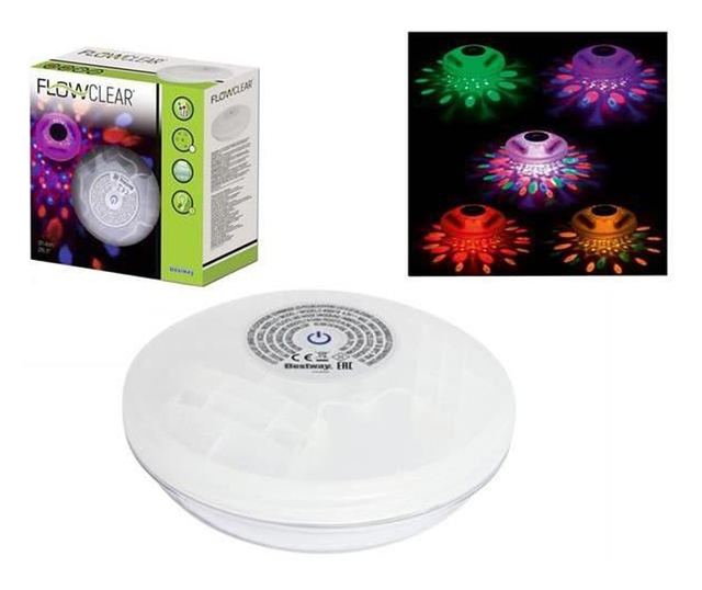 Medencelámpa, lebegő, 4 LED, 7 világítási mód, IP68, 3xAA, 14 cm, Bestway