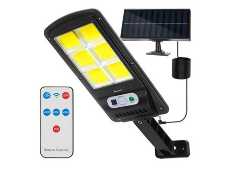 Mercaton® napelemes fali lámpa mozgásérzékelővel, 120 LED COB, 4 üzemmód, IP65, 11,5x23,5x4 cm