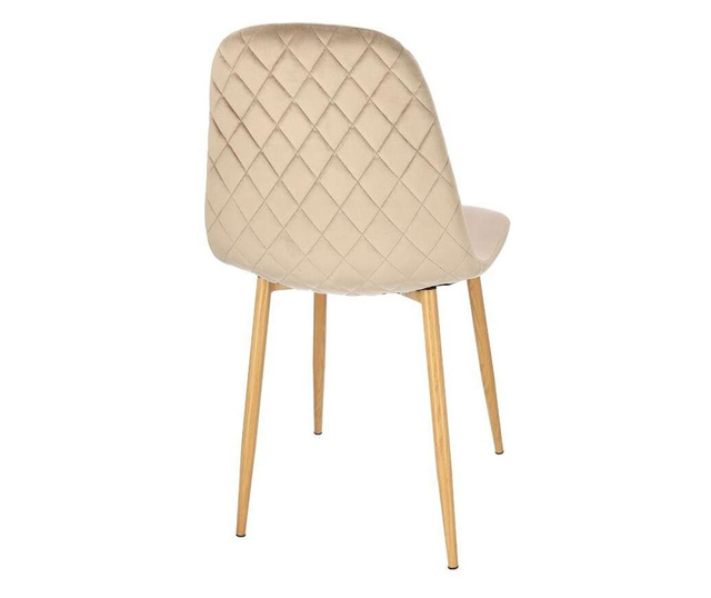 Skandináv stílusú szék, velúr, háttámlás minta, bézs, max 100 kg, 44x52x85 cm, Vigo, Jumi