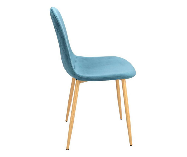 Skandináv stílusú szék, velúr, háttámlás minta, sötétkék, max 100 kg, 44x52x85 cm, Vigo, Jumi