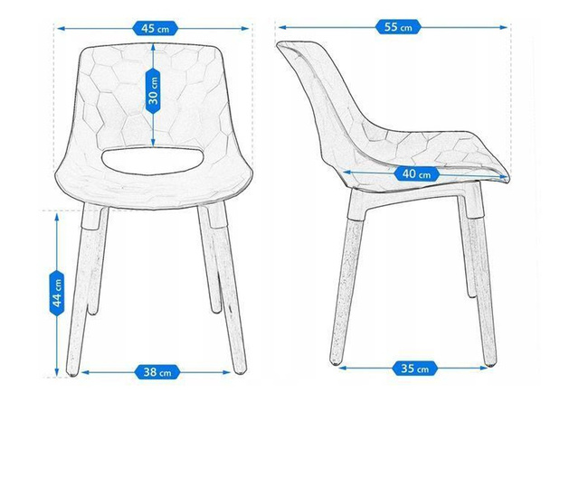 Skandináv stílusú székek, PP, fa, max 130 kg, fehér, 4 db-os készlet, 45x55x77 cm, Davis, Jumi