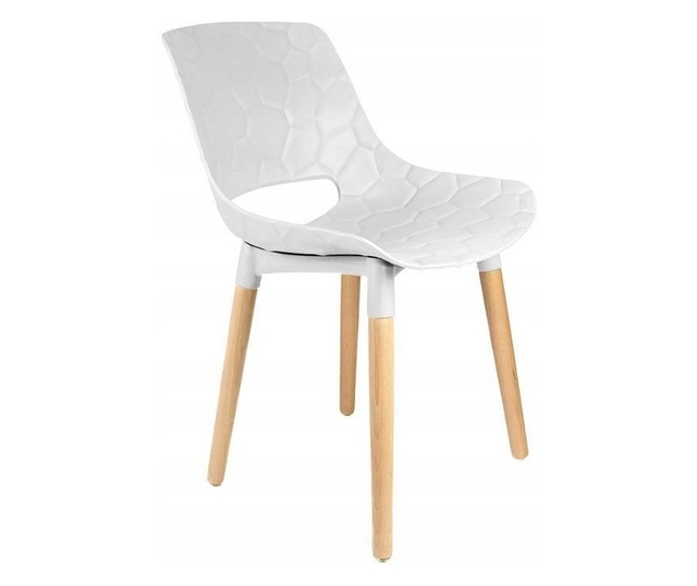 Skandináv stílusú székek, PP, fa, max 130 kg, fehér, 4 db-os készlet, 45x55x77 cm, Davis, Jumi