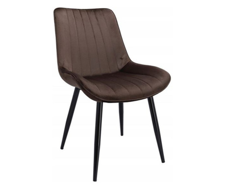 Skandináv stílusú szék, velúr, fém, barna, 54x61x83 cm, Viva
