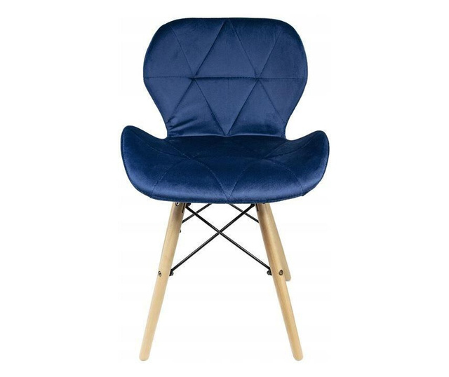 Skandináv stílusú székek, velúr, fa, kék, 4 db-os készlet, 46x50x73 cm, Jumi