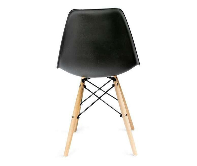 Skandináv stílusú székek, műanyag, fém, fa, fekete és natúr, 4-es készlet, 46x52x81 cm, Eva, Jumi