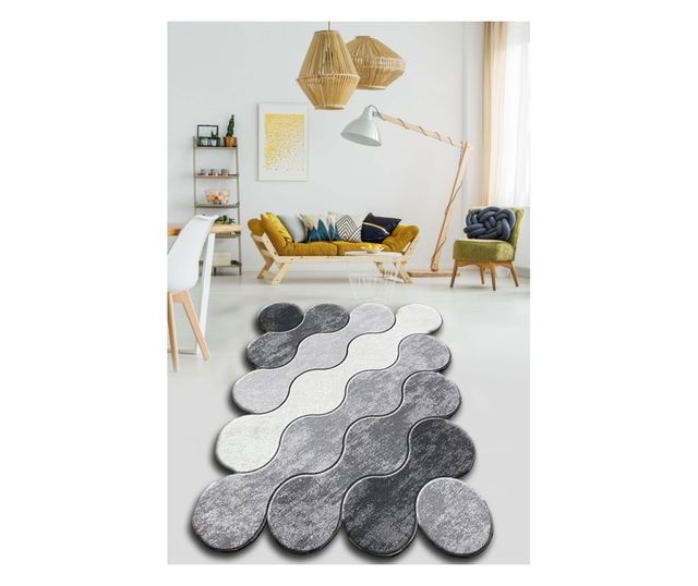 Covor Chilai Home 959CHL2307, 80x120 cm, Poliester, Antibacterian, 10 mm, Gri/Alb