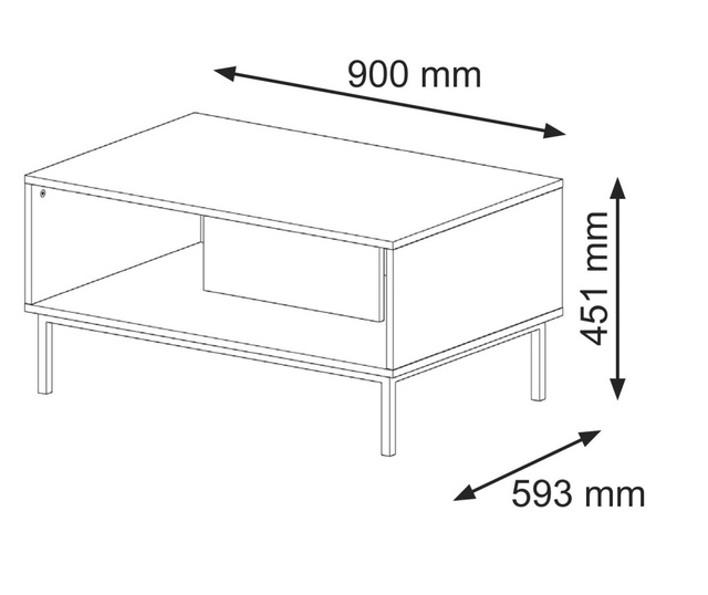 Klubska mizica  90x60x45 cm