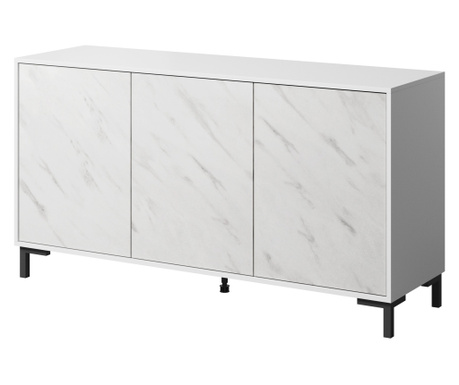 Comoda, AKL FURNITURE, Marmo, 150x45x81cm, alb, melamina