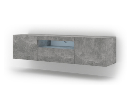 Comoda TV, AKL FURNITURE, Aura, 150x37x42cm, decor beton, melamina, MDF, HDF, ABS