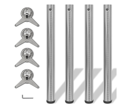 242136 4 Height Adjustable Table Legs Brushed Nickel 710 mm