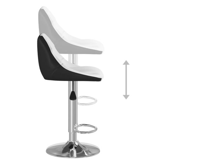 Barski stoli, 2 kosa, črno-beli, umetno usnje