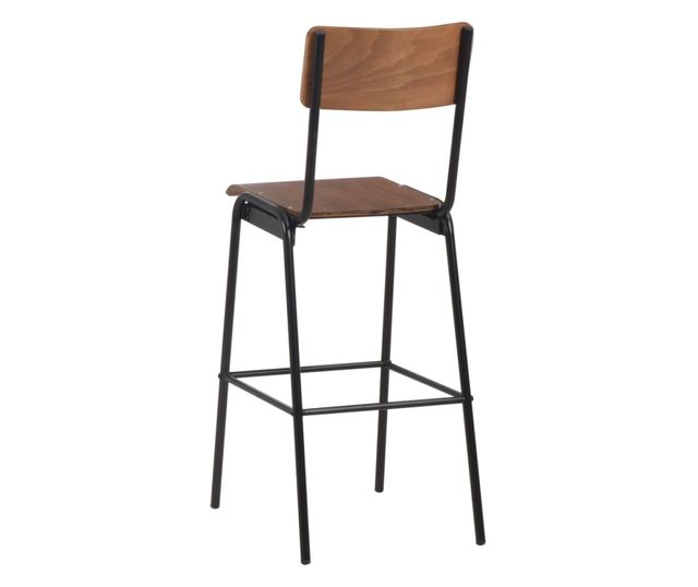 Barski stoli, 2 kosa, rjavi, masivni vezani les, jeklo