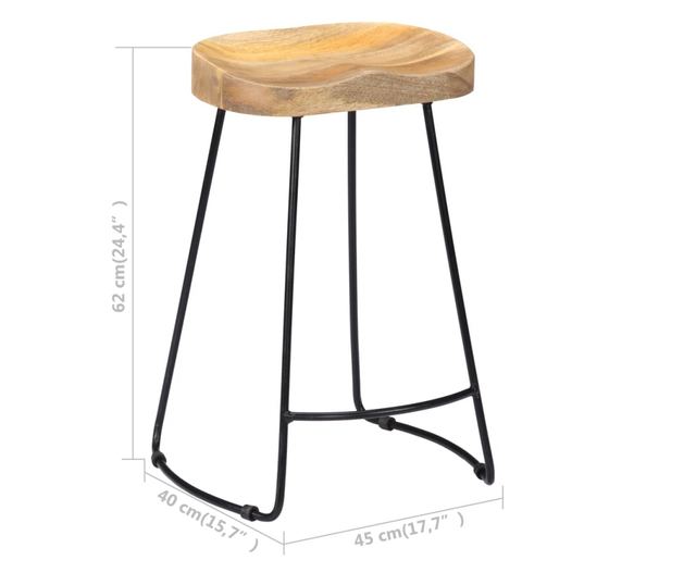 Scaune de bar Gavin, 2 buc., lemn masiv de mango