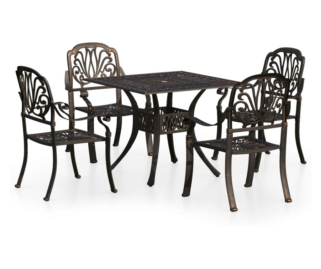 5-dijelni bistro set od lijevanog aluminija brončani - 5