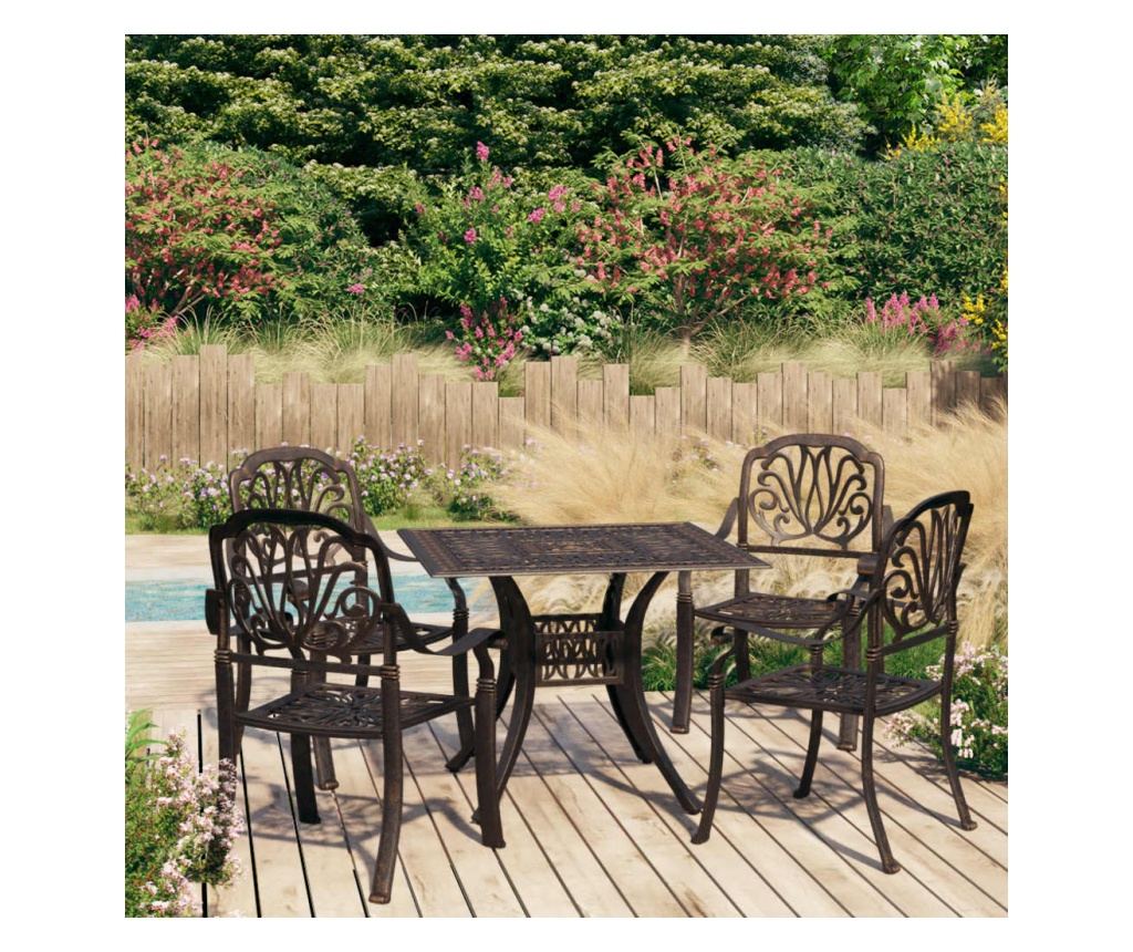 5-dijelni bistro set od lijevanog aluminija brončani - 7