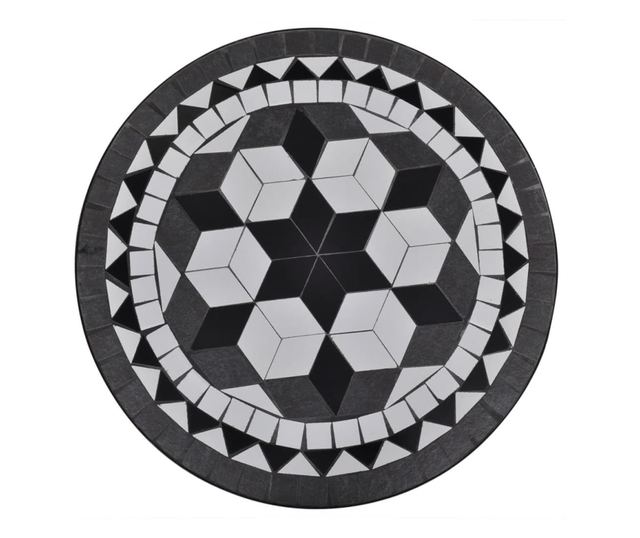 Masă de bistro, alb și negru, 60 cm, mozaic
