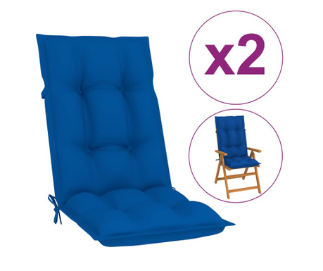 Jastuci za vrtne stolice 2 kom kraljevski plavi 120 x 50 x 7 cm