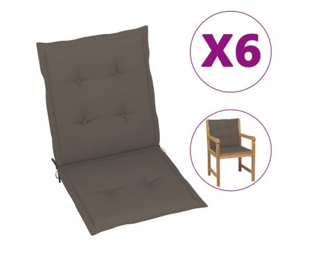 Jastučići za vrtne stolice, 6 kom., siva taupe, 100x50x3 cm