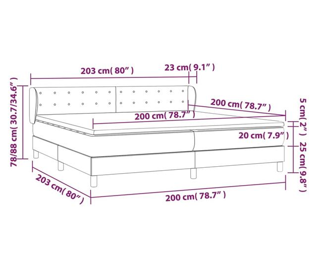 Континентално легло с матрак, крем, 200x200 см, изкуствена кожа