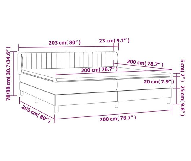 Боксспринг легло с матрак, таупе сиво, 200x200 см, текстил
