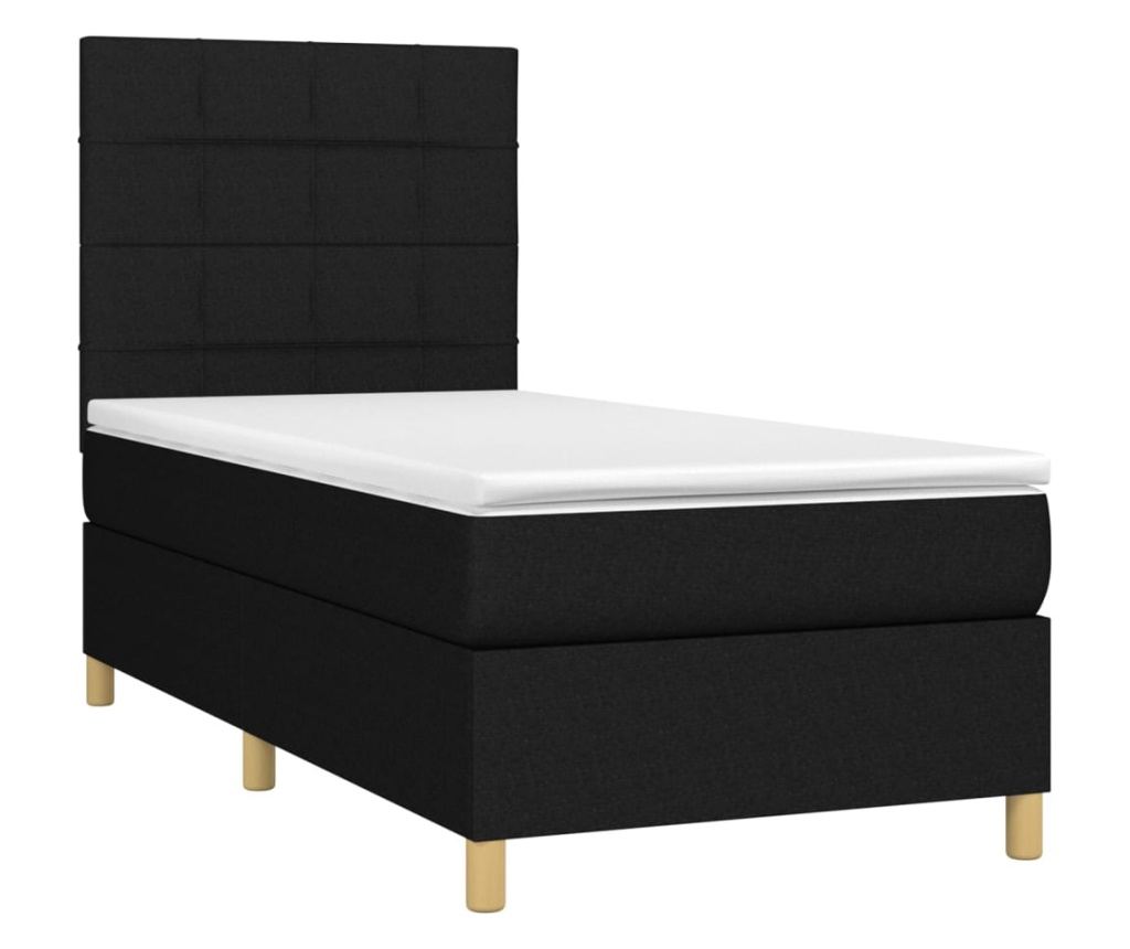 Okvir za krevet s madracem i LED rasvjetom, crni, 80x200 cm, tekstil - 3