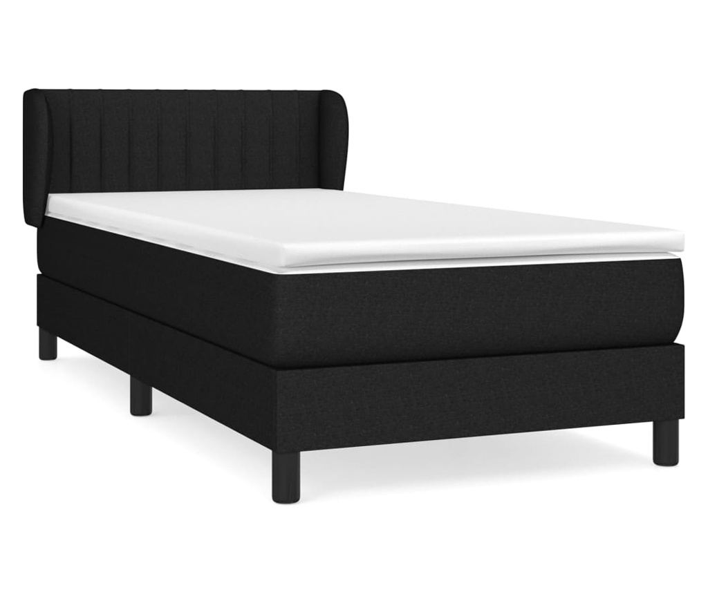 Boxspring postel s matrací, černá, 90x190 cm, textil - 2