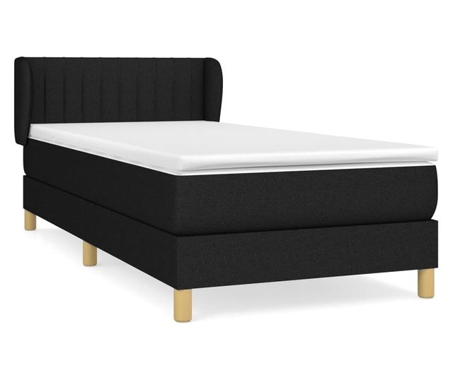 Боксспринг легло с матрак, черно, 90x190 см, текстил