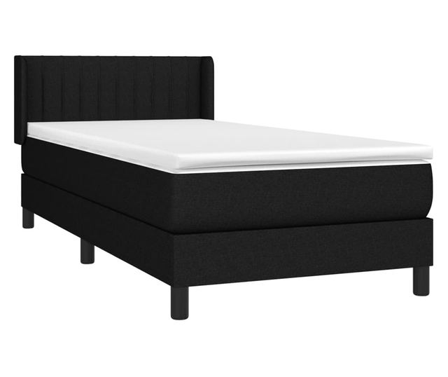 Боксспринг легло с матрак, черно, 100x200 см, текстил